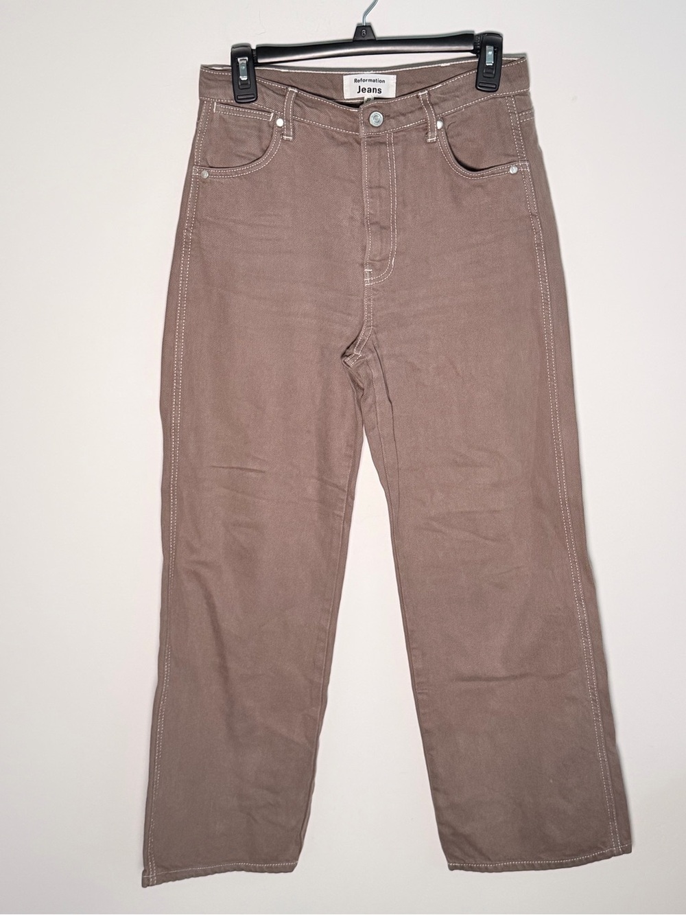 Reformation Cowboy High Rise Wide Leg Jeans Cacao Brown size 27
